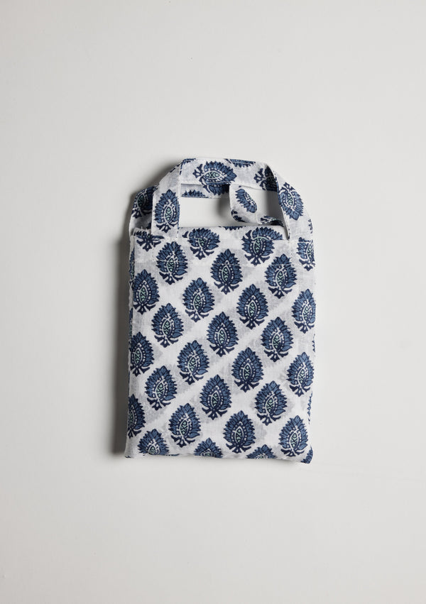 Blue and white sarong bag