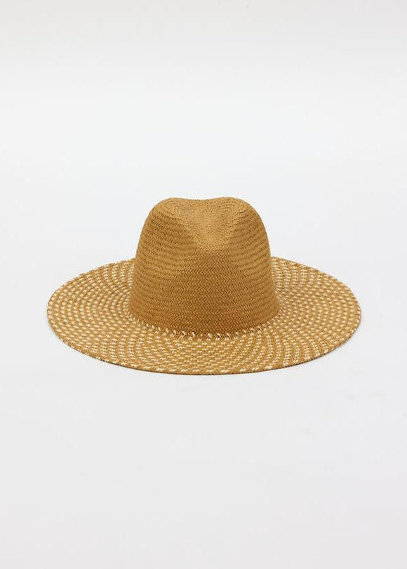 Tan woven packable sun hat