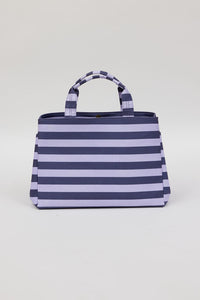blue and lavender striped bag
