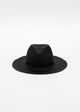 front of black straw panama hat with fringe