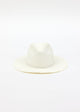 front of white fringed panama hat with white trim