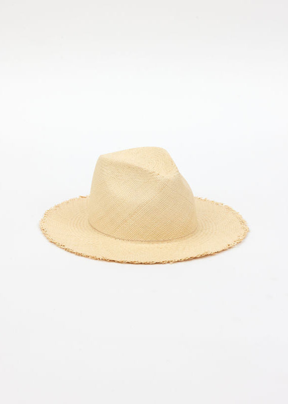 light tan fringed panama hat