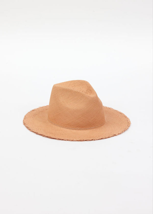 pecan brown fringed panama hat