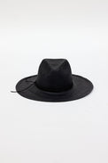 front of black brimmed sunhat with black trim