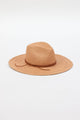 pecan brown brimmed hat with brown trim