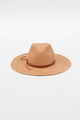 front of pecan brown brimmed hat with brown trim