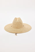 Beige straw hat on a white background