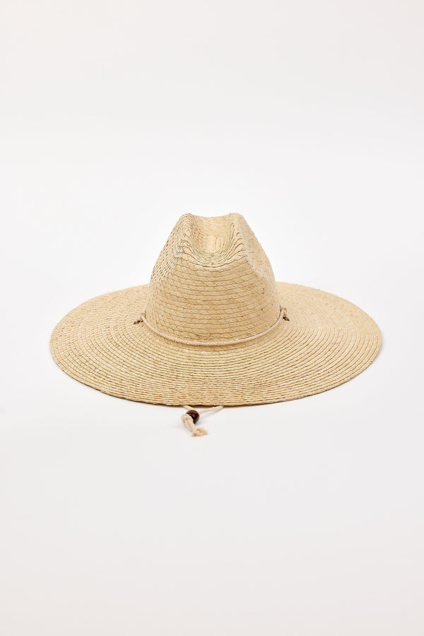 Beige straw hat on a white background