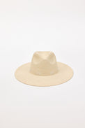 Beige straw hat on a white background