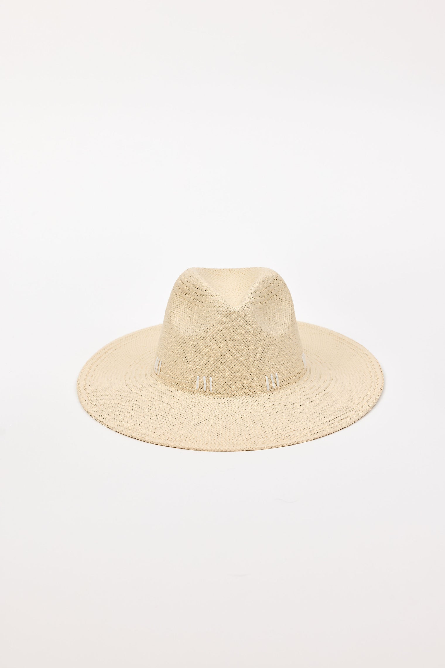 Beige straw hat on a white background
