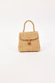 Woven handbag with a handle on a white background