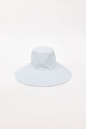 Light blue wide-brimmed bucket hat on a white background