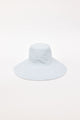 Light blue wide-brimmed bucket hat on a white background