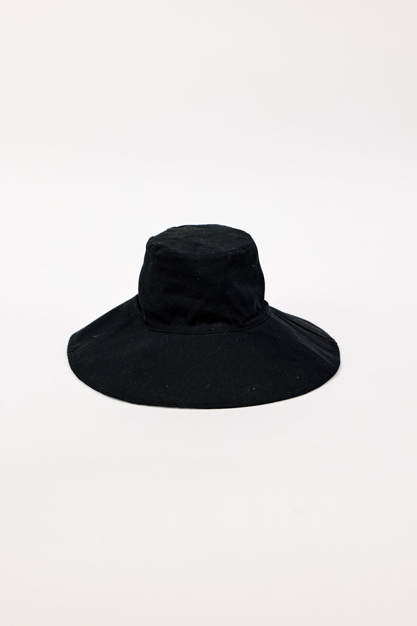 Black bucket hat on a white background