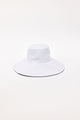 White wide-brimmed bucket hat on a white background