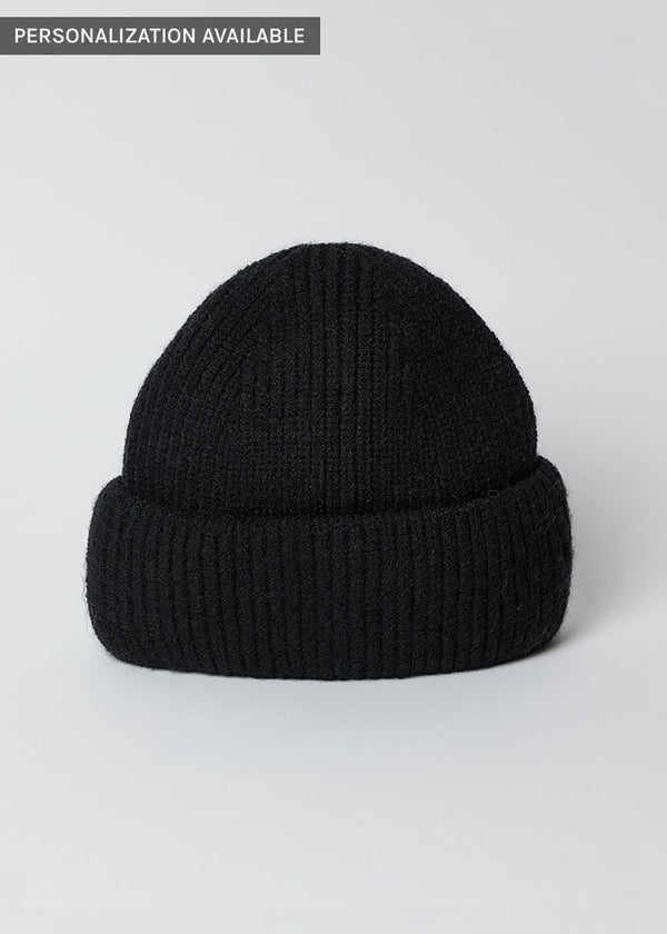 Black knit cuffed beanie