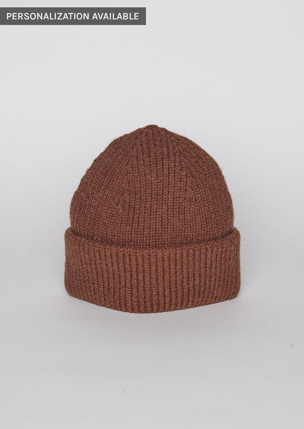 Chocolate brown knit cuffed beanie