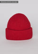 Red knit cuffed beanie