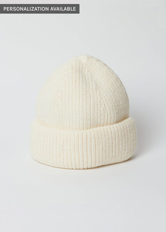 Ivory knit cuffed beanie