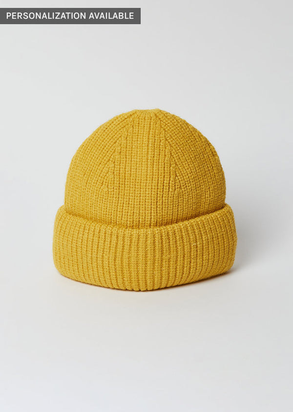 yellow knit cuffed beanie