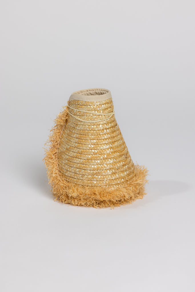 Wheat straw visor rolled up