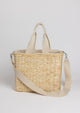 Straw cooler tote with shoulder strap