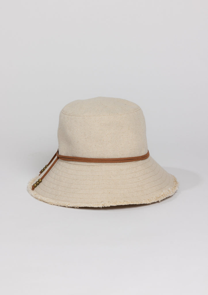 Natural Cotton fringed bucket hat