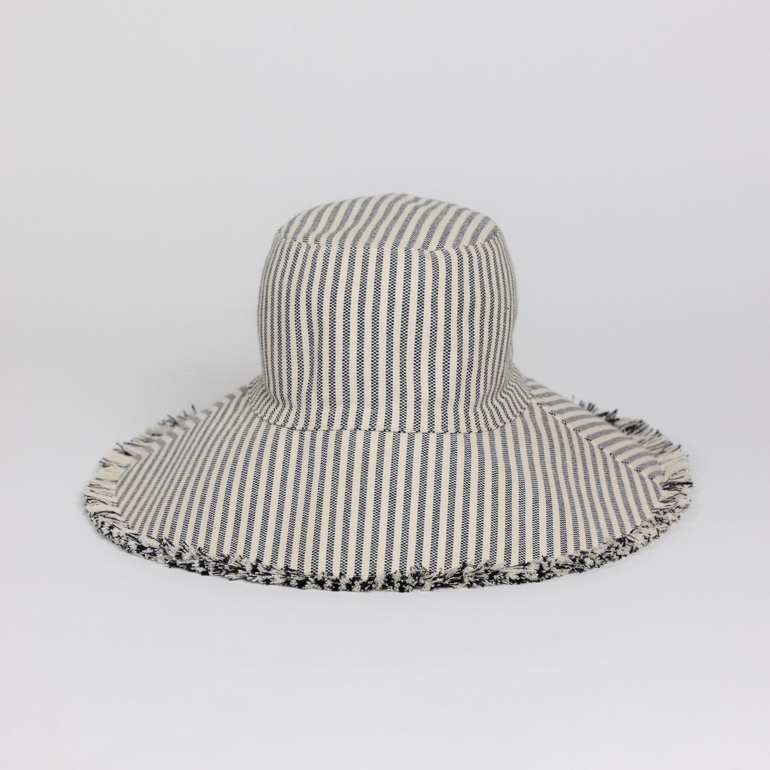 Canvas Packable Bucket Hat in Black Stripe