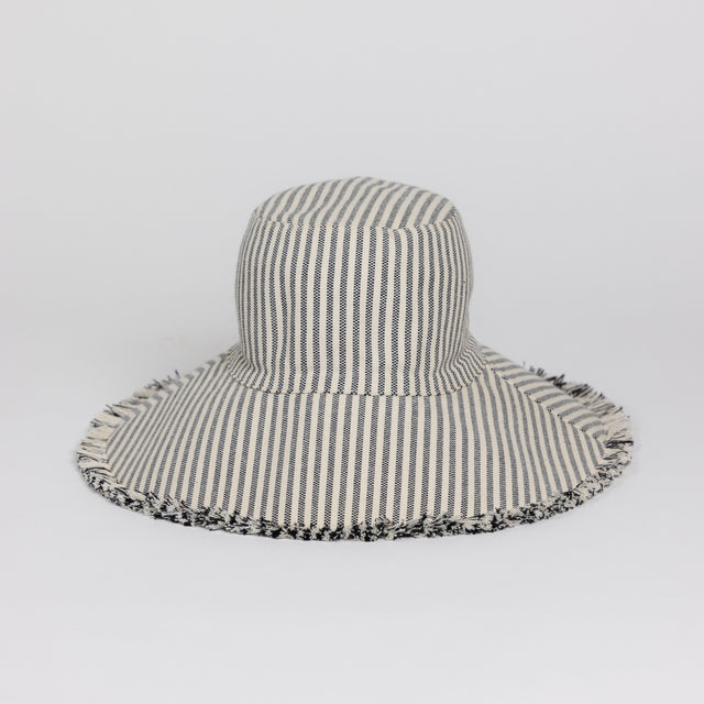 Canvas Packable Bucket Hat in Black Stripe