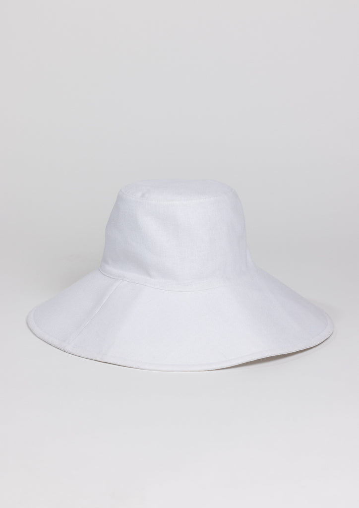 3/4 Angle of Canvas Sunhat in White